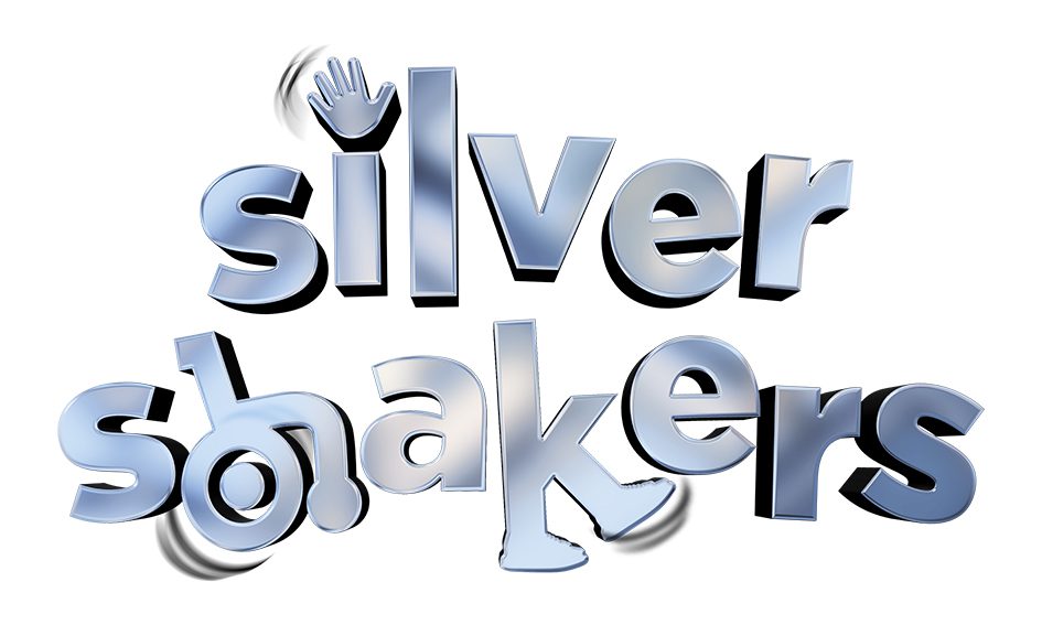 Metallic silver lettering reads: Silver Shakers'.